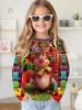 2025 Spring and Autumn Girls Korean Edition Loose Round Neck Long Sleeve T-shirt Top