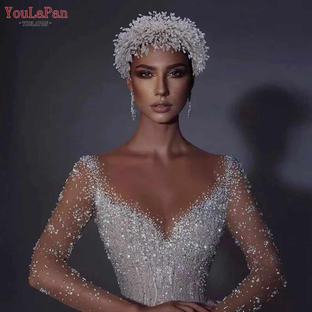 YouLaPan Bridal Hair Accessories Wedding Headband Rhinestone Headdress Bride Tiara Prom Wedding Hair Jewelry Queen Crown HP431