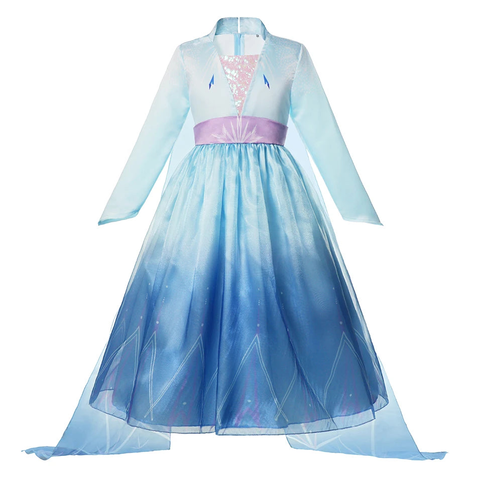 Elsa Anna 2 Dress Girls Princess Carnival Party Halloween Cosplay Costume Snow Queen Vestido Children Clothing For 2-12 Years
