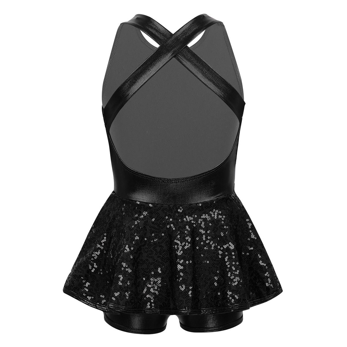 Kids Girls Shorty Unitard Sleeveless Sequin Rompers Leotard Bodysuit Performance Children Jazz Modern Dance Party Tap Costumes