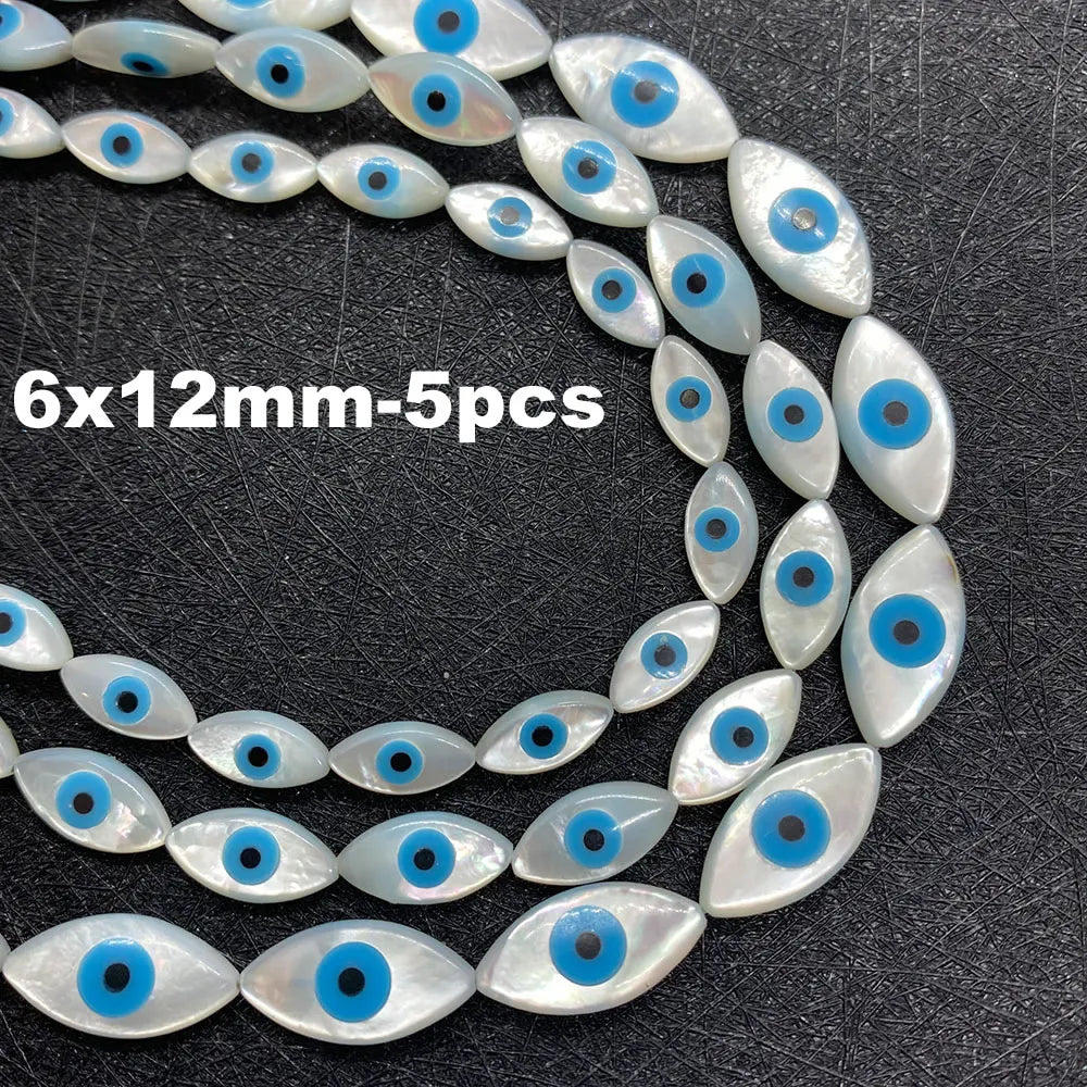 Natural Sea Shell Evil Eye Shell Beads Used for DIY Fashion Jewelry Making Necklace and Bracelet Accessories Size 5x10mm 6x12mm