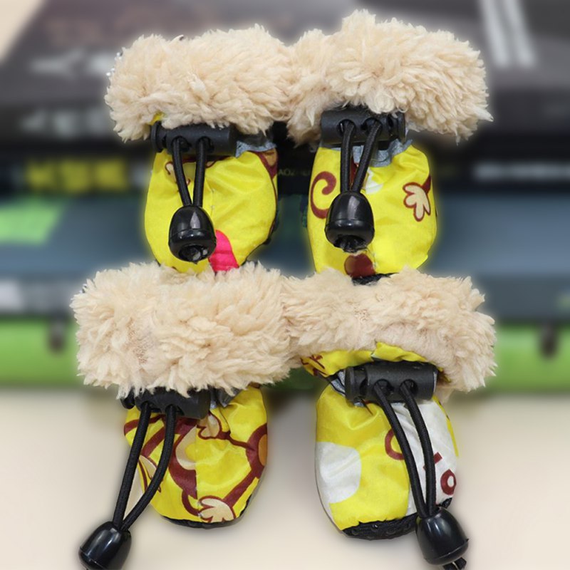 4PCS Dog Shoes Winter Super Warm Cotton Shoes Anti Slip Dog Boots Dogs Paw Protectors Puppy Shoes Pet Product Dog Accessories #