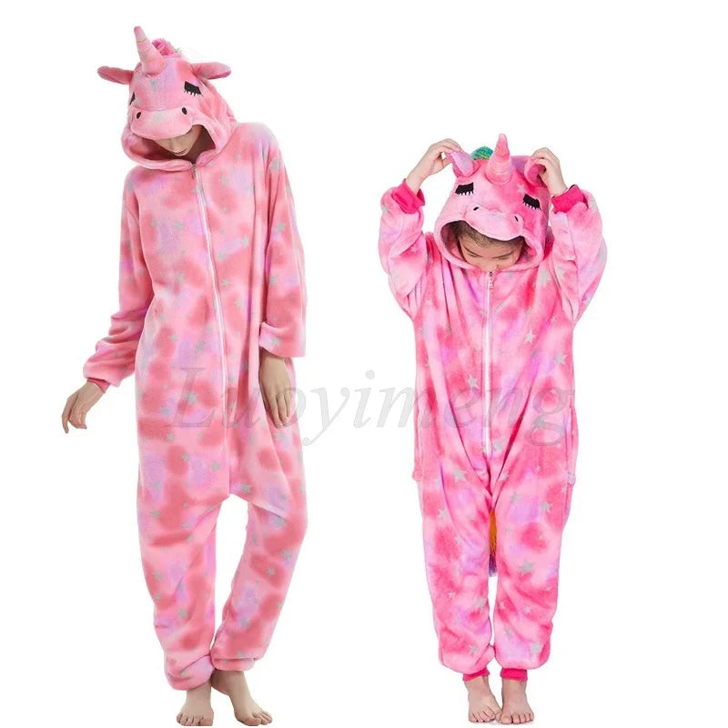 New Animal Unicorn Pajamas Adults Winter Sleepwear Kigurumi Wolf Panda Unicornio Pyjamas Women Onesie Anime Costumes Jumpsuit