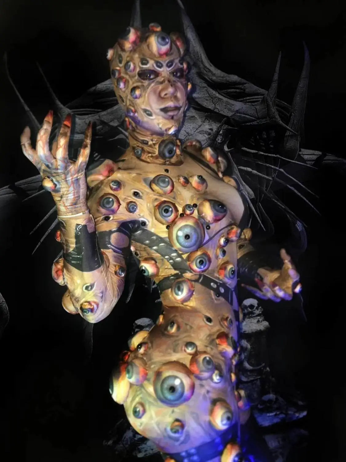 Halloween Men Women Horror Costume 3D Eye Novelty Jumpsuit Coat Stretch Rompers Nightclub Party Scary Stage Drag Queen Costumes