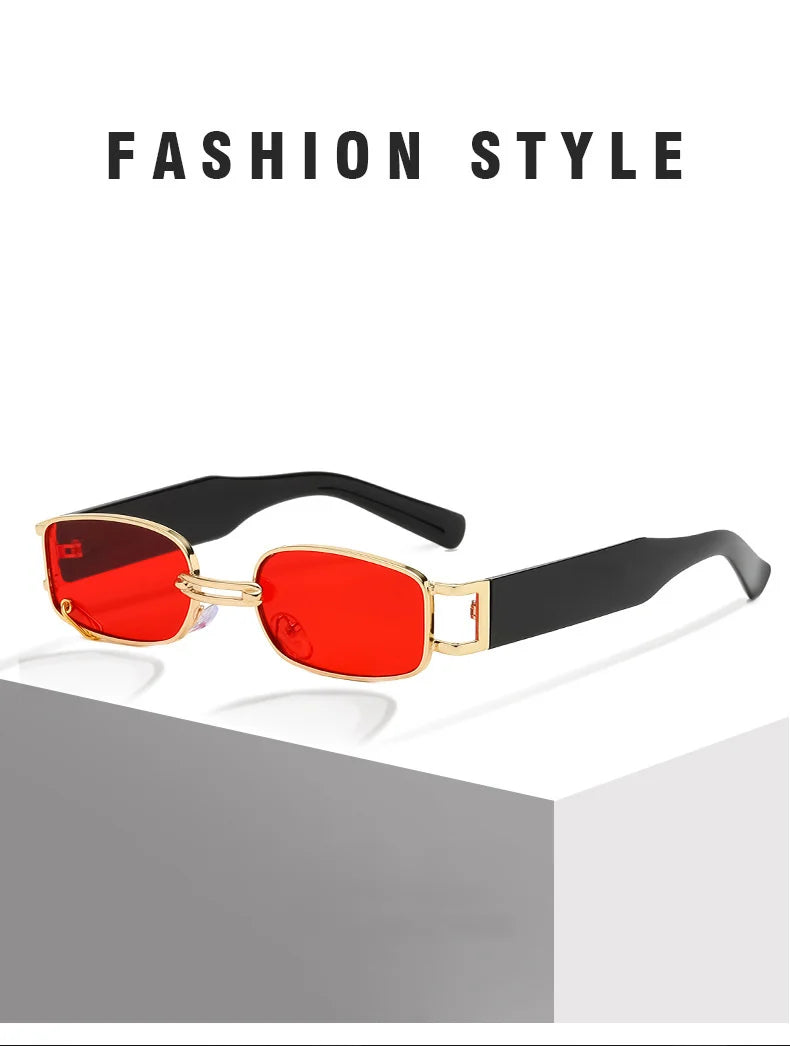 Fashion Punk Square Sunglasses Women Luxury Brand Small Frame Sun Glasses Female Rectangle Metal Mirror Oculos De Sol Feminino