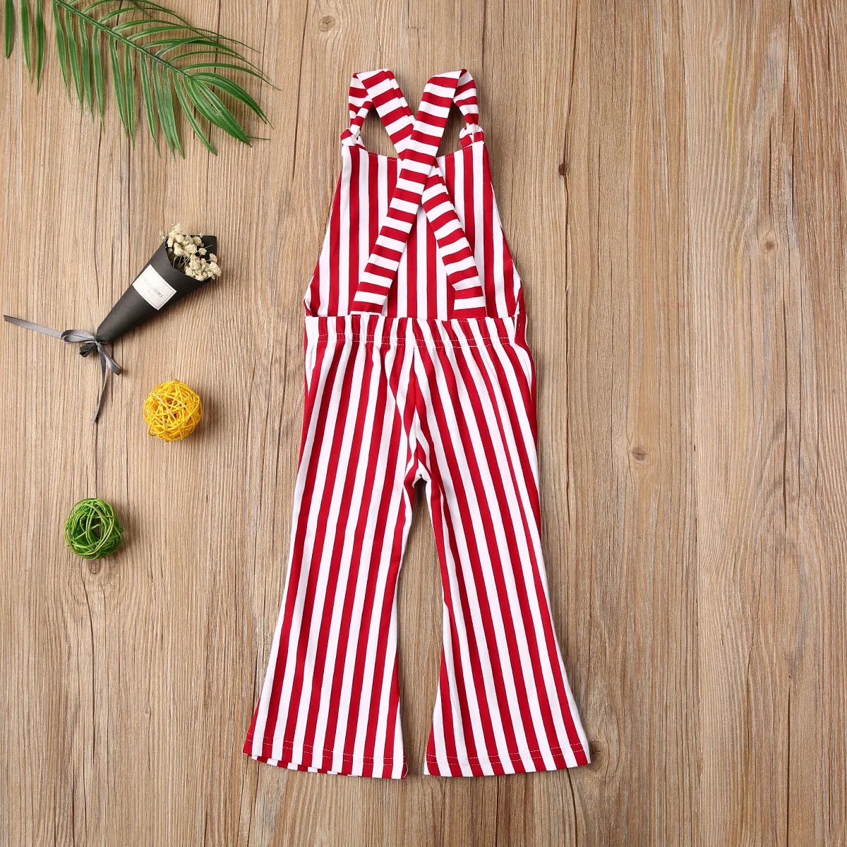 2025 New Toddler Kids Baby Girls Clothes Sleeveless Stripe Romper Jumpsuit Flare Long Pants Overalls Summer Fall Kids Clothing