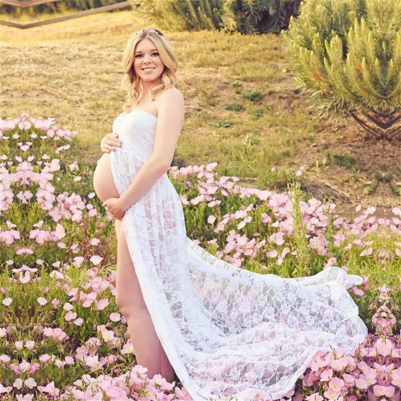 Women Pregnant Maternity Dress for Photography photo shoot Summer Lace Maxi Dress Pregnancy Maternity Clothes