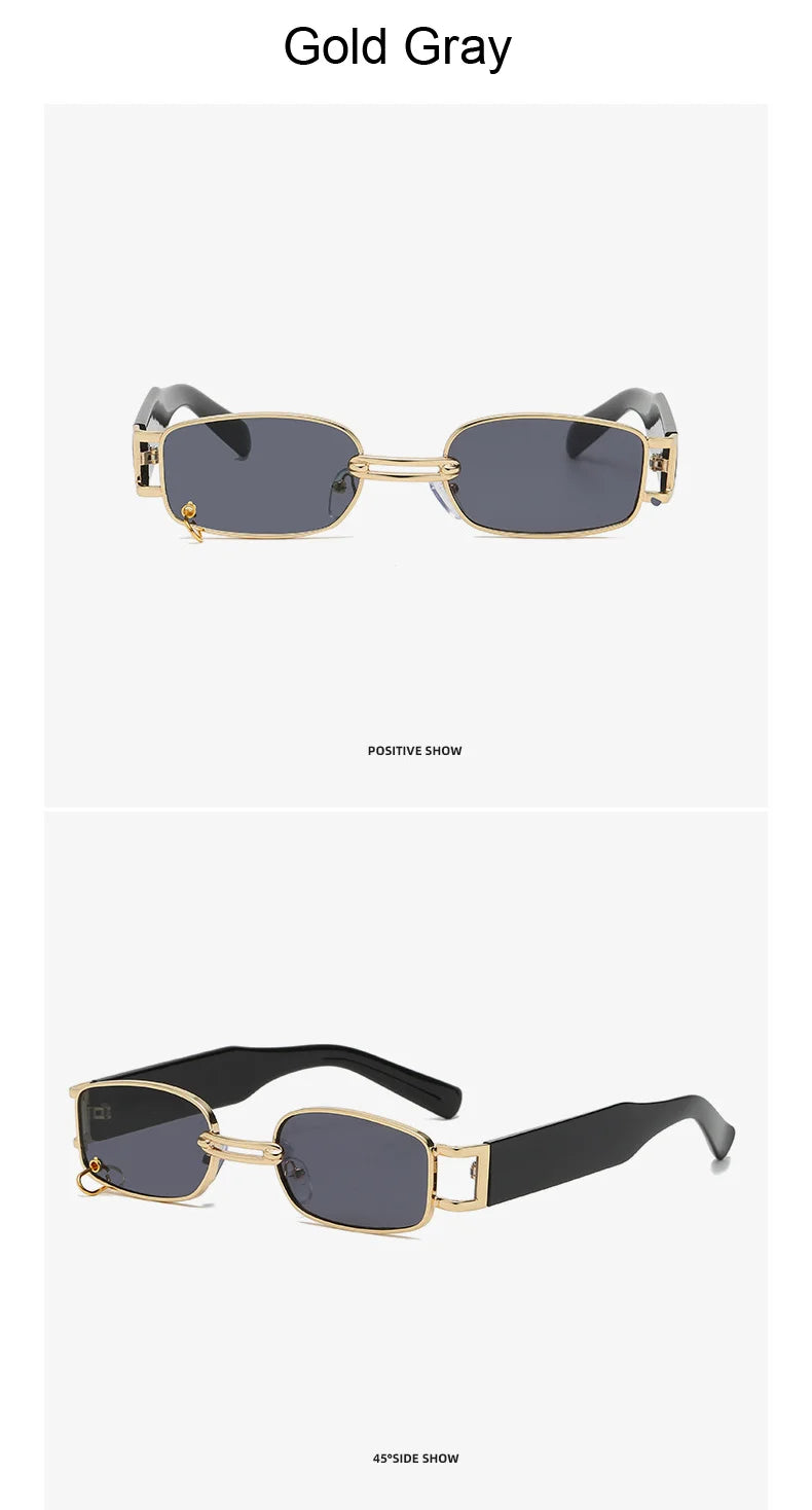 Fashion Punk Square Sunglasses Women Luxury Brand Small Frame Sun Glasses Female Rectangle Metal Mirror Oculos De Sol Feminino