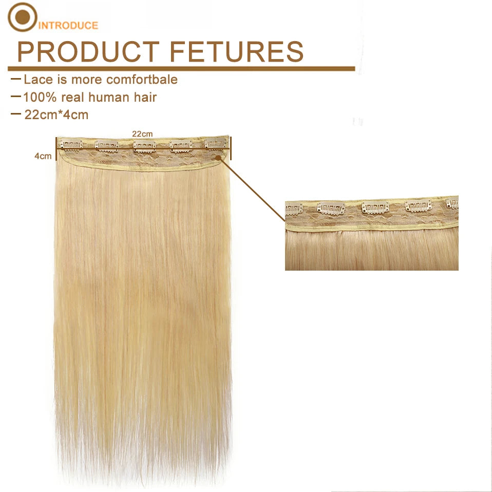 S-noilite 1Piece In 5clips 100% Human Hair Extensions Straight Brazilian Light Dark Brown #1B #4 #6 #613 Blonde Non-Remy 40g-60g