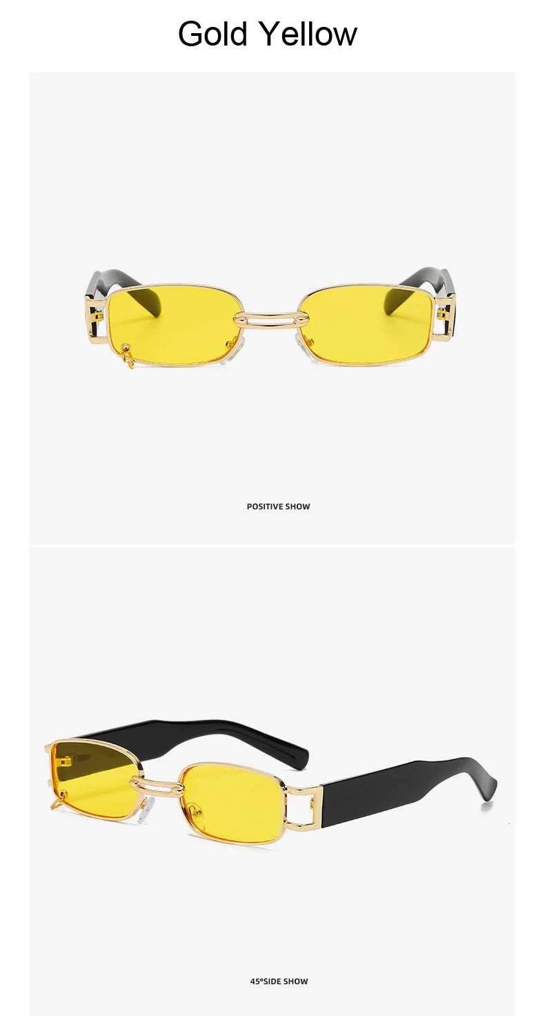 Fashion Punk Square Sunglasses Women Luxury Brand Small Frame Sun Glasses Female Rectangle Metal Mirror Oculos De Sol Feminino
