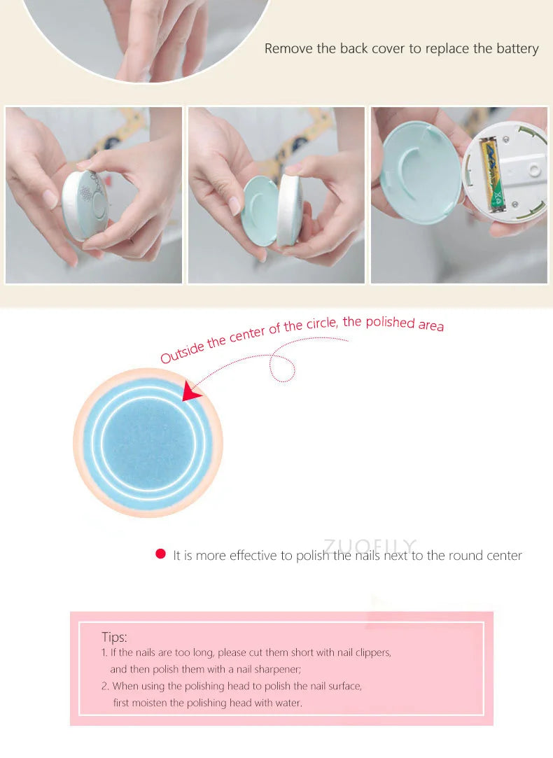 6Pcs Electric Baby Nail Trimmer Kid Nail Polisher Tool Infant Manicure Scissors Newborn Hygiene Kit Nail Clipper Cutter with Bag