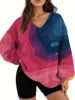 Starry Sky Gradient Pattern Printed Women's Versatile Fashion High Quality V-neck Hoodie 2025 New Edition