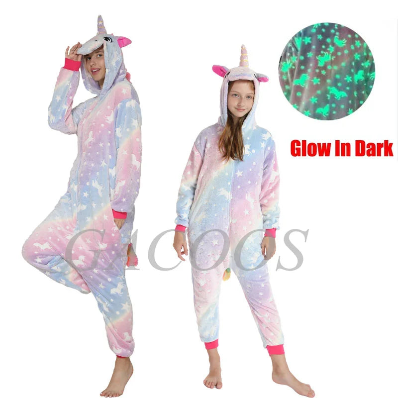 New Animal Unicorn Pajamas Adults Winter Sleepwear Kigurumi Wolf Panda Unicornio Pyjamas Women Onesie Anime Costumes Jumpsuit