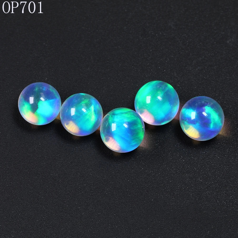 Free Shipping Glass Jewelry Material Heat Resistant Ball Beads Top Fire Synthetic Gilson Opal Stone
