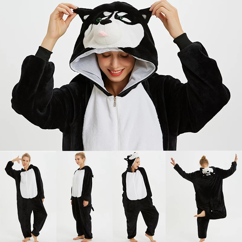 New Animal Unicorn Pajamas Adults Winter Sleepwear Kigurumi Wolf Panda Unicornio Pyjamas Women Onesie Anime Costumes Jumpsuit
