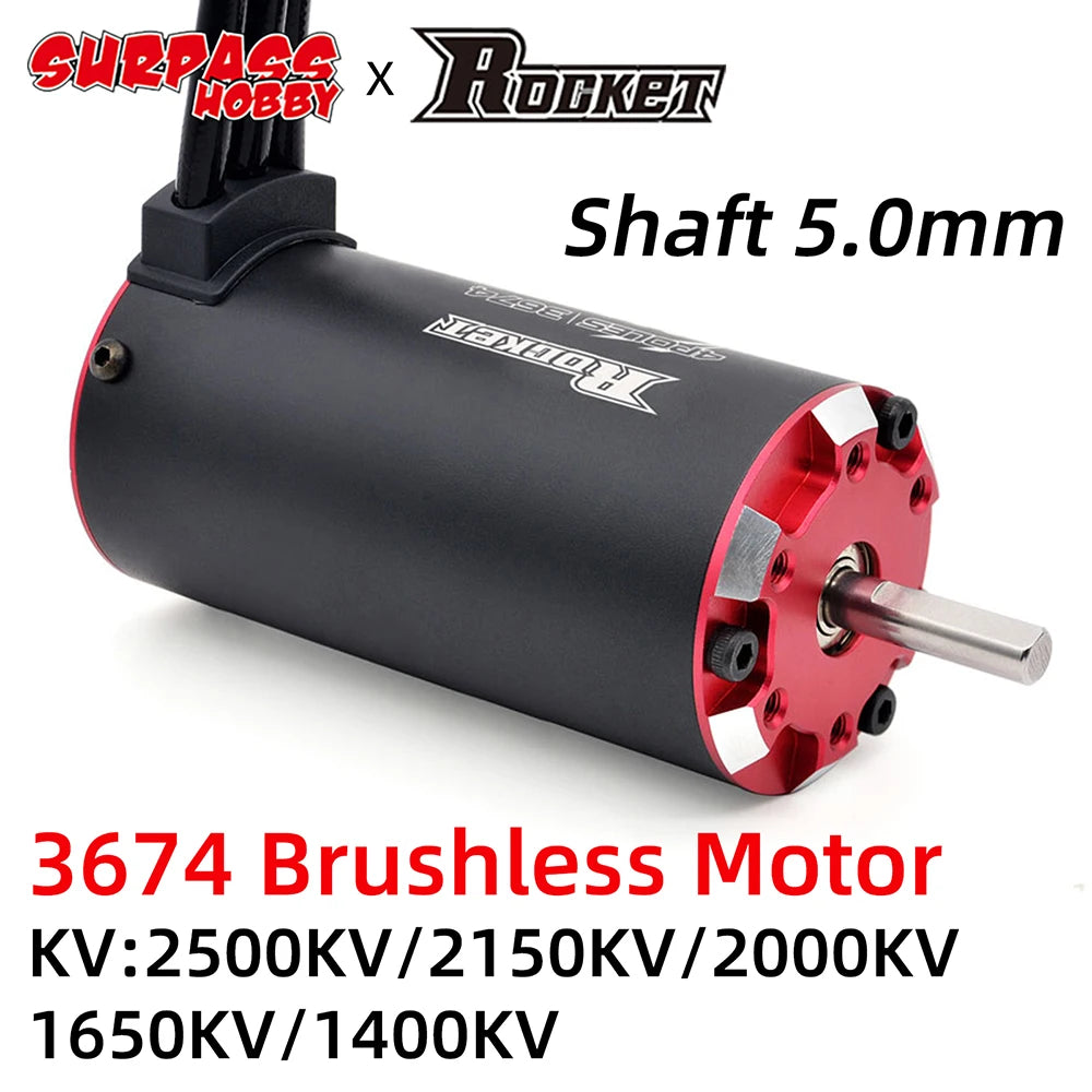 Rocket Motor 3674 Brushless Motor 2500KV 2150KV 2000KV 1650KV 1400KV w/Temp Sensor for 1/8 1/10 RC Car