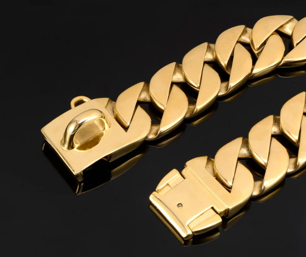43mm Stainless Steel Large Dog Collar Bully Chain Dog Pet Collar Super Heavy Trainning High Polished Chain Rottweiler Pitbull