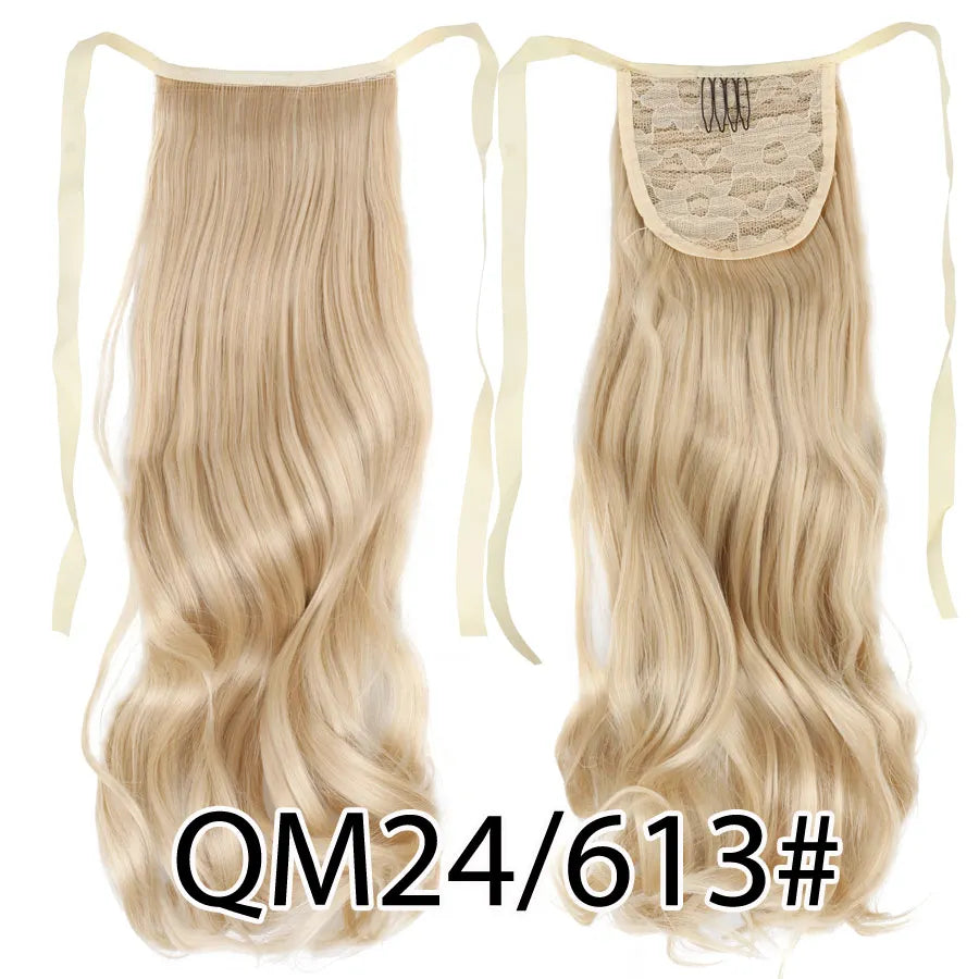 Synthetic Ponytail Long Straight Wrap Around Ponytail Hair Extension Heat-Reistant Fiber Pony Tail Fake Hairpieces For Women
