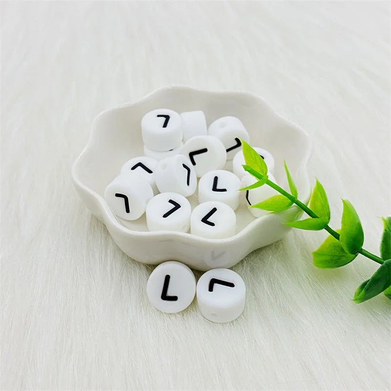 100pcs Silicone 12mm Letter Beads Bpa Free Oblate Molar Beads Baby Teether DIY Baby Pacifier Personalized Accessories Toy