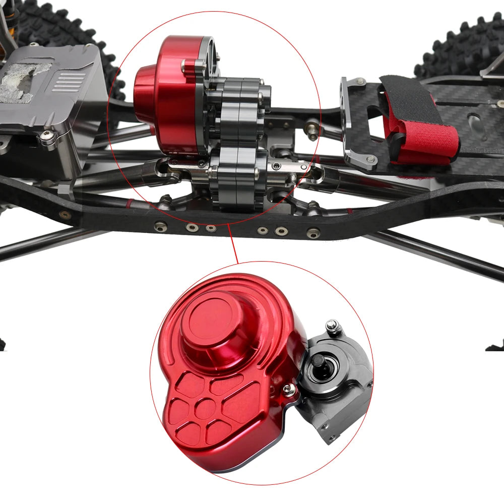 48P All Metal Transmission Gearbox with Motor Gear/Protective Cover for 1/10 RC Rock Crawler Axial SCX10 9028 90047  Truck