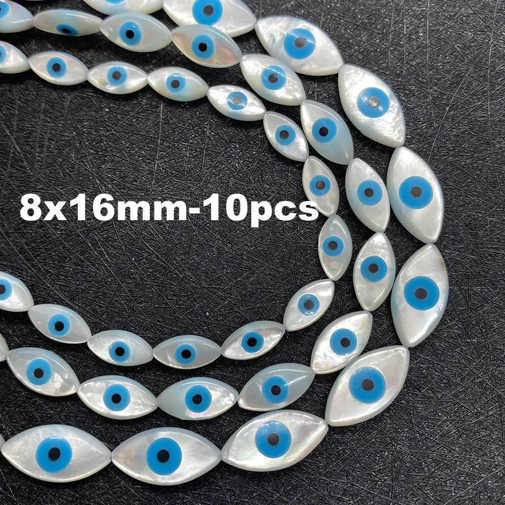 Natural Sea Shell Evil Eye Shell Beads Used for DIY Fashion Jewelry Making Necklace and Bracelet Accessories Size 5x10mm 6x12mm