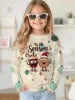 2025 Spring and Autumn Girls Korean Edition Loose Round Neck Long Sleeve T-shirt Top