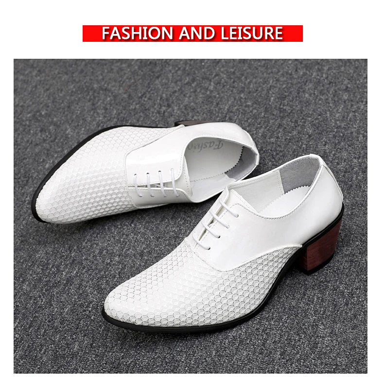 Man Dress High Heel Shoes Handmade Italian Style Party Wedding Men Shoes High Quality Leather Business Formal Elevator Shoes Men