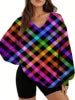 Starry Sky Gradient Pattern Printed Women's Versatile Fashion High Quality V-neck Hoodie 2025 New Edition