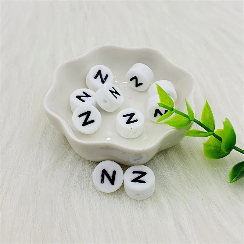 100pcs Silicone 12mm Letter Beads Bpa Free Oblate Molar Beads Baby Teether DIY Baby Pacifier Personalized Accessories Toy