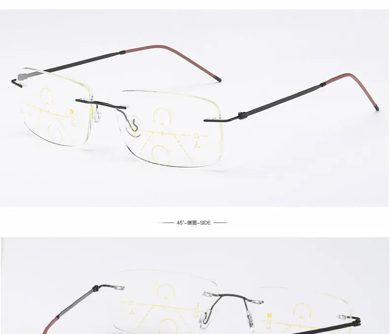 Business Frameless Progressive Multifocal Reading Glasses Men Smart Zoom Elderly Eyewear Women Anti-blue Presbyopic Glasses