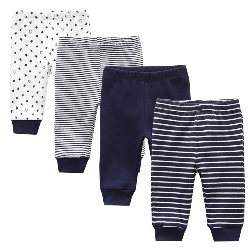 Solid Color 100%cotton Newborn Baby Pants 3/4Pieces Baby Girl Trousers 0-24M Soft Cartoon Print Baby Boy Pants Accessories