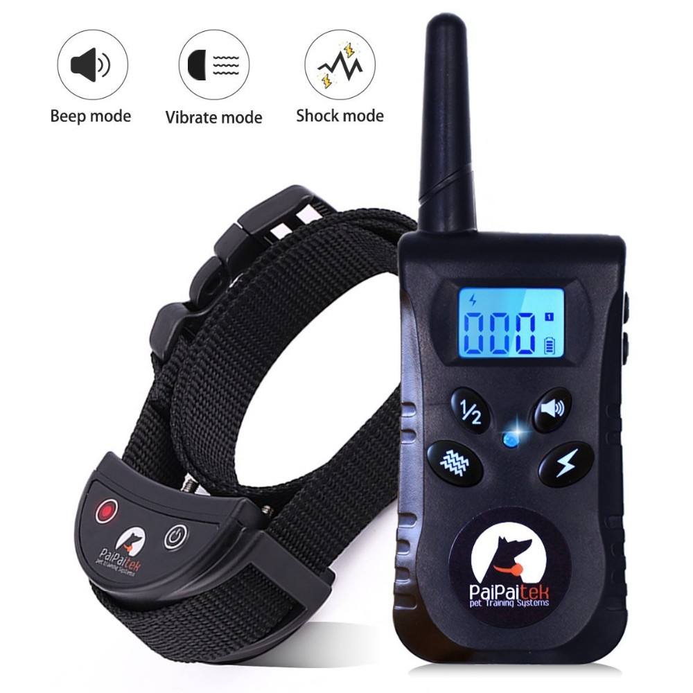 Paipaitek 500yd Dog Training Collar Anti Bark Shocker for S/M Dogs Electric Dog Collar With Remote Rechargeable Waterproof