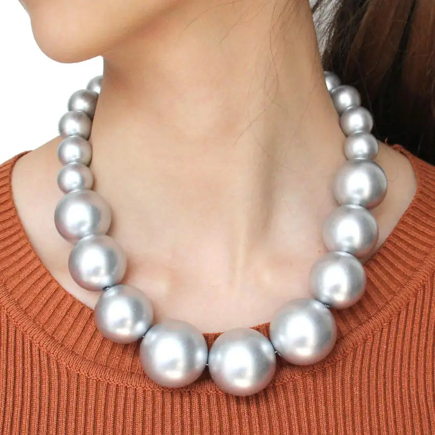 UKEN Women Imitation Pearl Beads Chain Maxi Necklace Fashion Jewelry Statament Choker Necklace For Dress Accessories