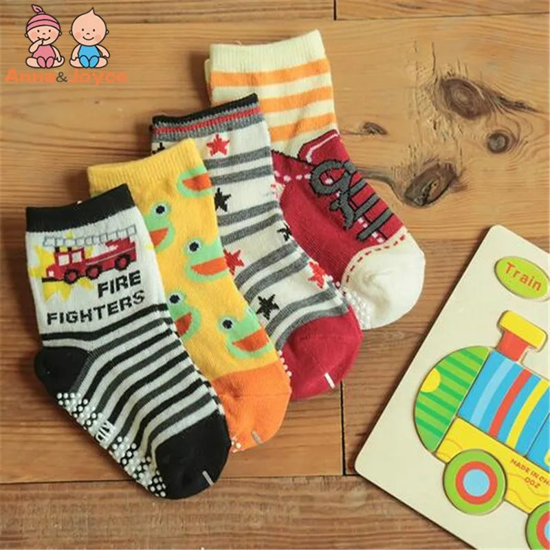 12 Pairs/Lot Cotton Baby 's Floor Socks Boys Girls Non-slip Boat Low Cut Sock with Rubber Grips 1-5Years