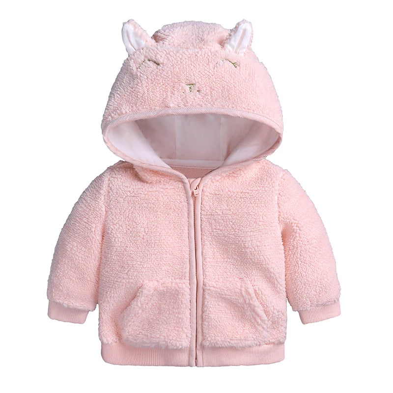 Baby Girl Jackets Autumn Winter Outerwear Cotton Garment Cartoon Hooded Coat for Baby Boy Clothing Kids Clothes 4 Colors Warm