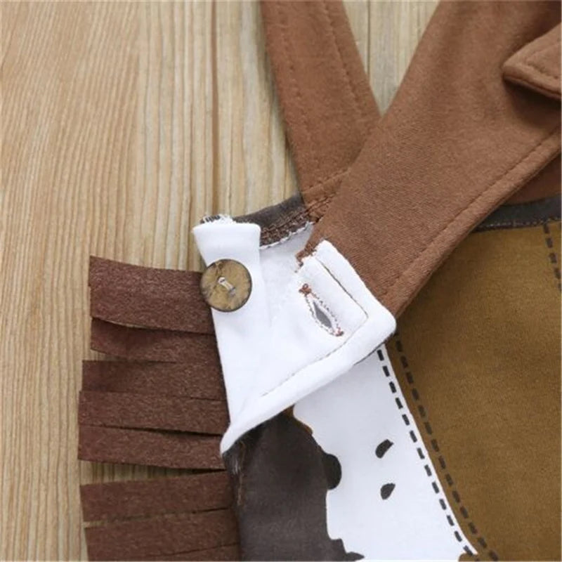 Fashion Toddler Baby Boy Girl West Cowboy Costume Cowboy Sheriff 3Pcs Fancy Party Clothes Jumpsuits+Hat+Scarf Outfit 0-24M
