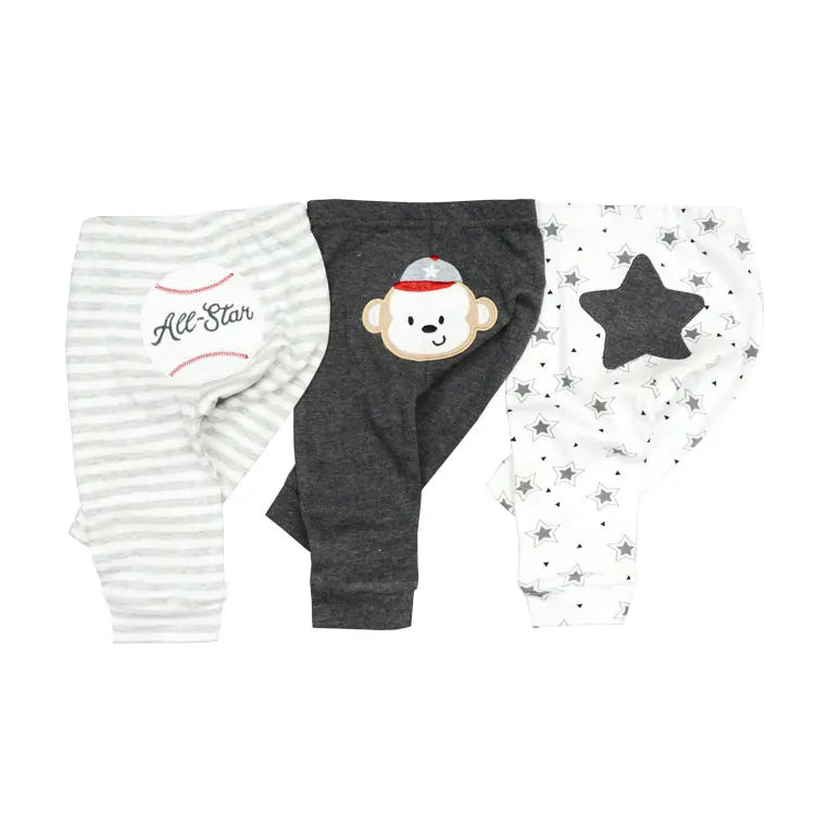 Solid Color 100%cotton Newborn Baby Pants 3/4Pieces Baby Girl Trousers 0-24M Soft Cartoon Print Baby Boy Pants Accessories