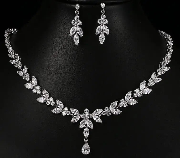 Emmaya Exquisite Jewelry Sets For Women Wedding Party Accessories Cubic Zircon Stud Earrings & Necklace Gift