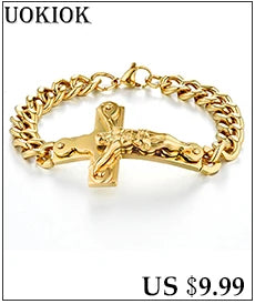 Fashion Byzantine Chain,Christ Cross Stainless Steel Long Necklace for Men Gold Color Statement Necklace Jewelry collares largos
