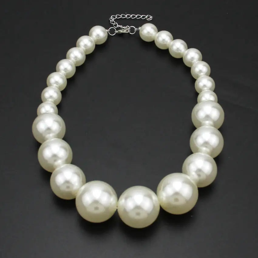 UKEN Women Imitation Pearl Beads Chain Maxi Necklace Fashion Jewelry Statament Choker Necklace For Dress Accessories