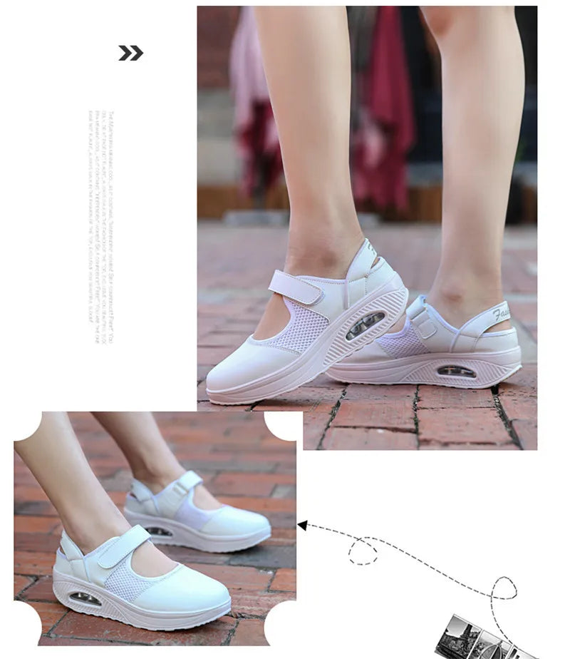 CEYANEAOSummer Fashion Nurse Shoes Ladies Air Cushion White Sneakers Women Platform Shoes 2018 New Lolita Shoes Swing E1038
