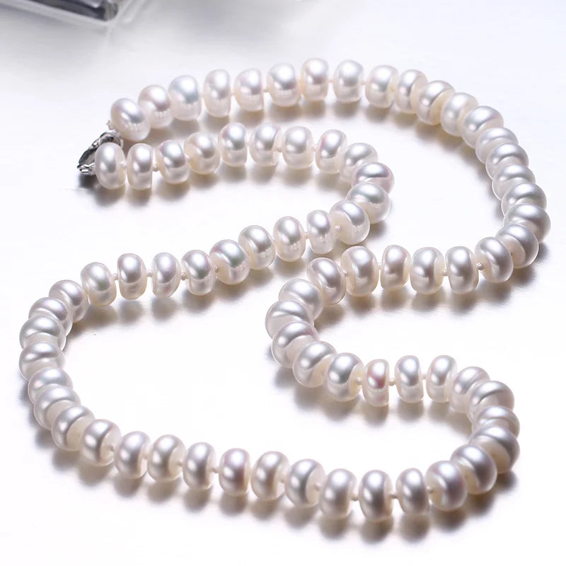 White Natural Freshwater Pearl Necklace For Women 8-9mm Necklace Beads Jewelry 40cm/45cm/50cm Length Necklace Fashion Jewelry