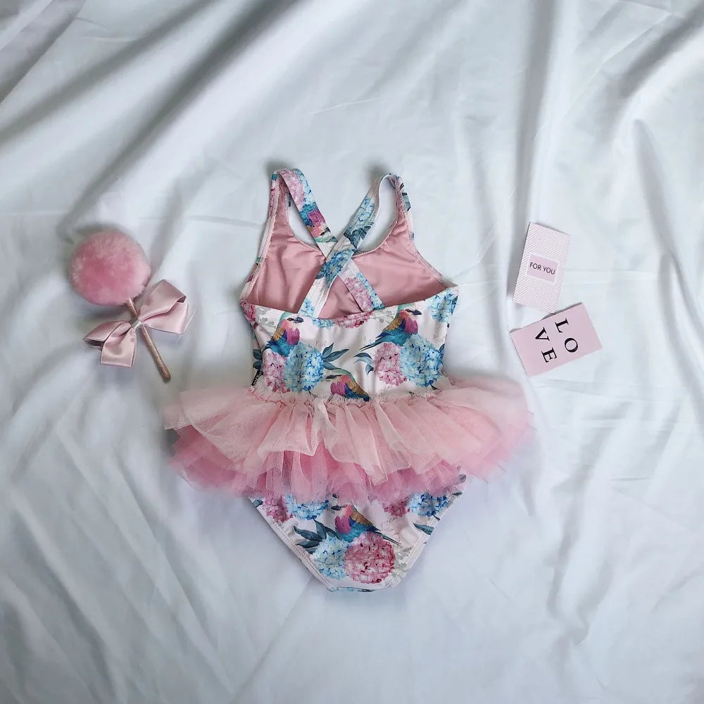 UPF 50+ Kids Swimwear Baby Girls Cartoon Tutu Swimsuit New Summer Sleeveless Beachwear Infant Clothes Bathing Suit Brand Sale
