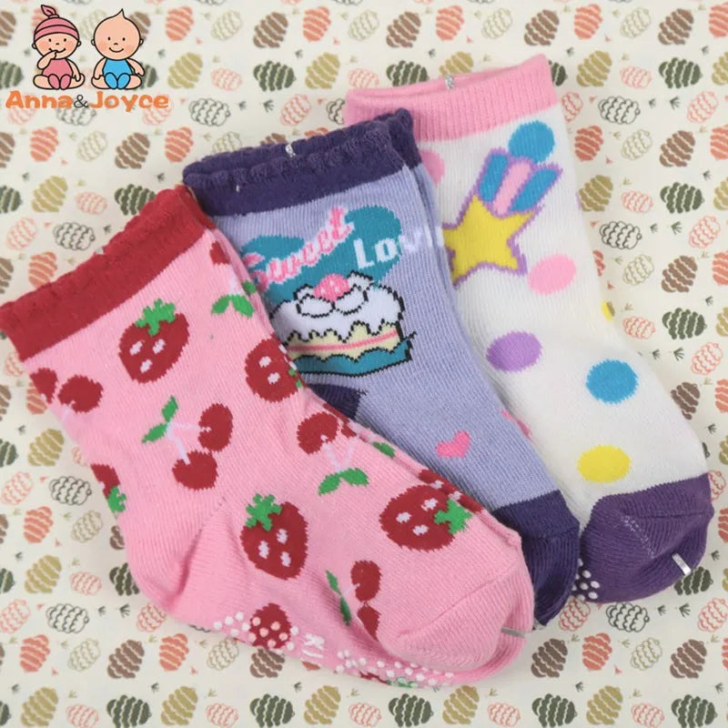 12 Pairs/Lot Cotton Baby 's Floor Socks Boys Girls Non-slip Boat Low Cut Sock with Rubber Grips 1-5Years