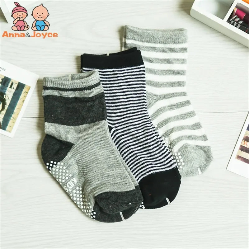 12 Pairs/Lot Cotton Baby 's Floor Socks Boys Girls Non-slip Boat Low Cut Sock with Rubber Grips 1-5Years