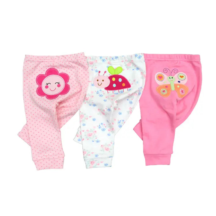 Newborn Solid 3/4PCS Baby Pants 100%Cotton Cartoon Soft Accessories Baby Boy Trousers Pants 0-24M Baby Girl Pants Four Seasons