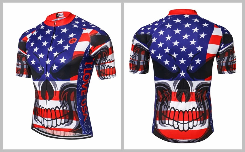 cycling jersey Men's Bike jerseys Short sleeve Pro Team Road Mountain MTB Maillot Ciclismo Racing Top T-shirts Shirt Blue USA UK