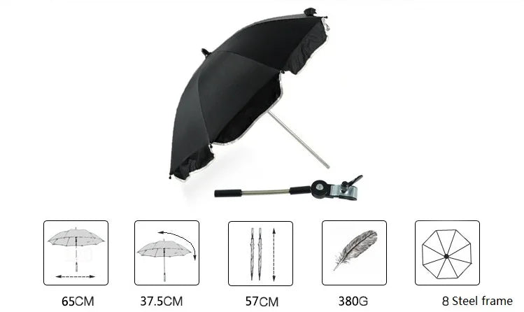 Universal 95% Baby Stroller Accessories UV Protection Umbrella 360 Degrees Adjustable Sunshade Sun Visor Canopy Cover