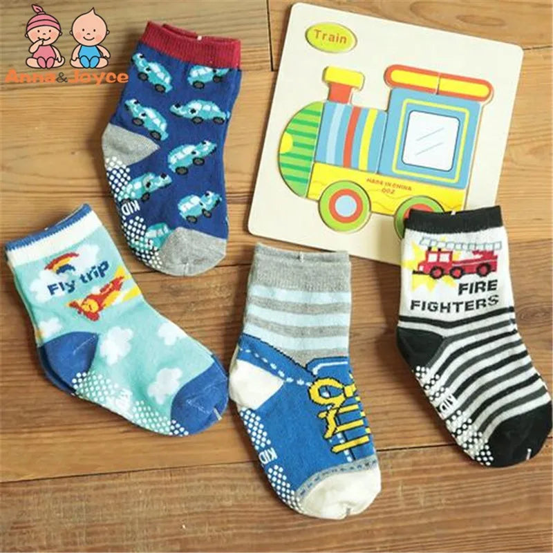 12 Pairs/Lot Cotton Baby 's Floor Socks Boys Girls Non-slip Boat Low Cut Sock with Rubber Grips 1-5Years
