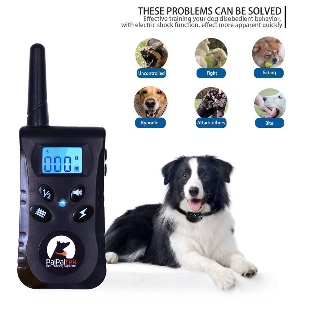 Paipaitek 500yd Dog Training Collar Anti Bark Shocker for S/M Dogs Electric Dog Collar With Remote Rechargeable Waterproof